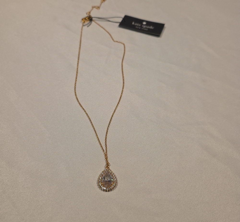 kate spade Gold Teardrop Crystal Halo Necklace